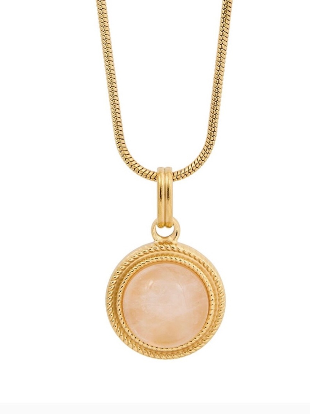 New Savvy Cie18K Plated Rose Quartz Classic Pendant Necklace